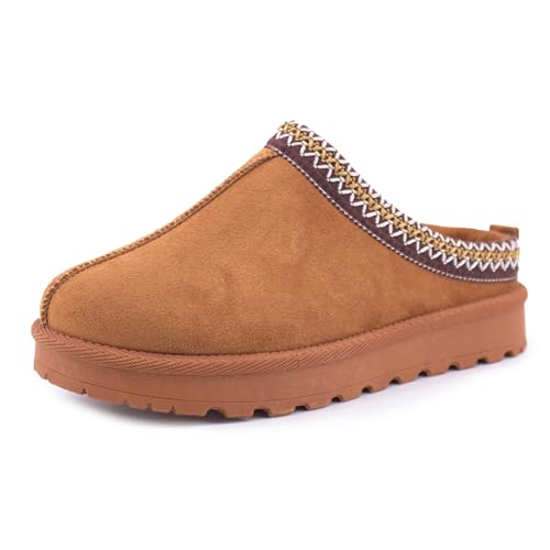 JOMIX Winter Hausschuhe Damen Lässige Slip On Slipper Warme Plüsch Kunstwildleder Geschlossen Pantoffeln