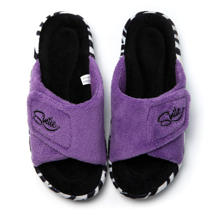 JOMIX Winter Hausschuhe Damen Stylische Pantoffeln Klettverschluss Bequeme Frottee Slippers Indoor Outdoor