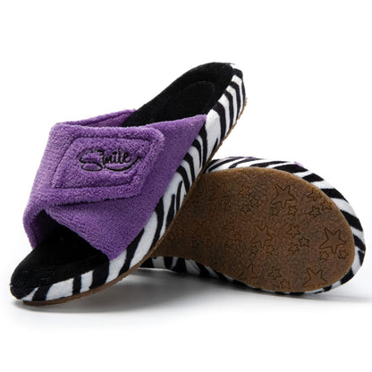 JOMIX Winter Hausschuhe Damen Stylische Pantoffeln Klettverschluss Bequeme Frottee Slippers Indoor Outdoor