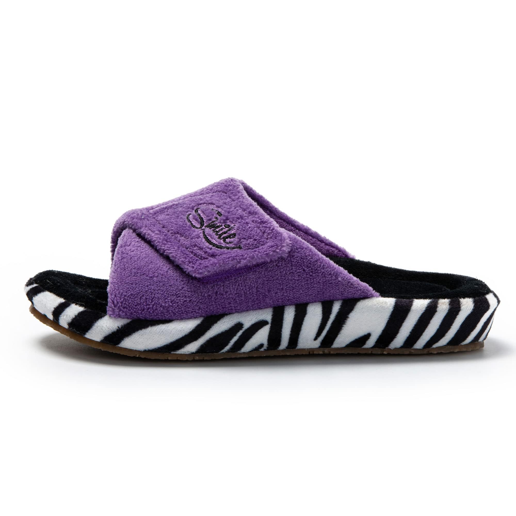 JOMIX Winter Hausschuhe Damen Stylische Pantoffeln Klettverschluss Bequeme Frottee Slippers Indoor Outdoor