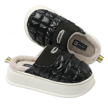 JOMIX Winter Hausschuhe Damen Warme Plüsch Gefüttert Pantoffeln Puff Slippers Plateau Puschen Indoor Outdoor