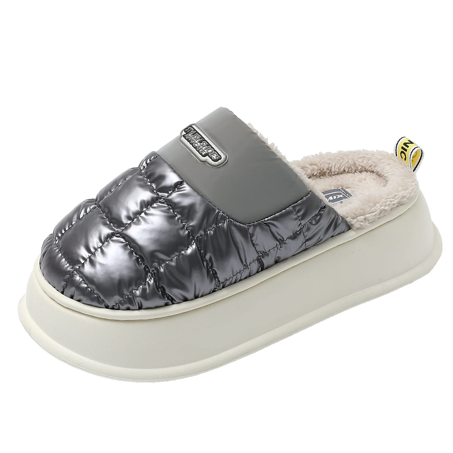 JOMIX Winter Hausschuhe Damen Warme Plüsch Gefüttert Pantoffeln Puff Slippers Plateau Puschen Indoor Outdoor