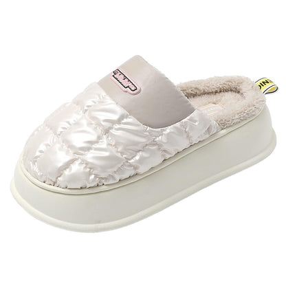 JOMIX Winter Hausschuhe Damen Warme Plüsch Gefüttert Pantoffeln Puff Slippers Plateau Puschen Indoor Outdoor