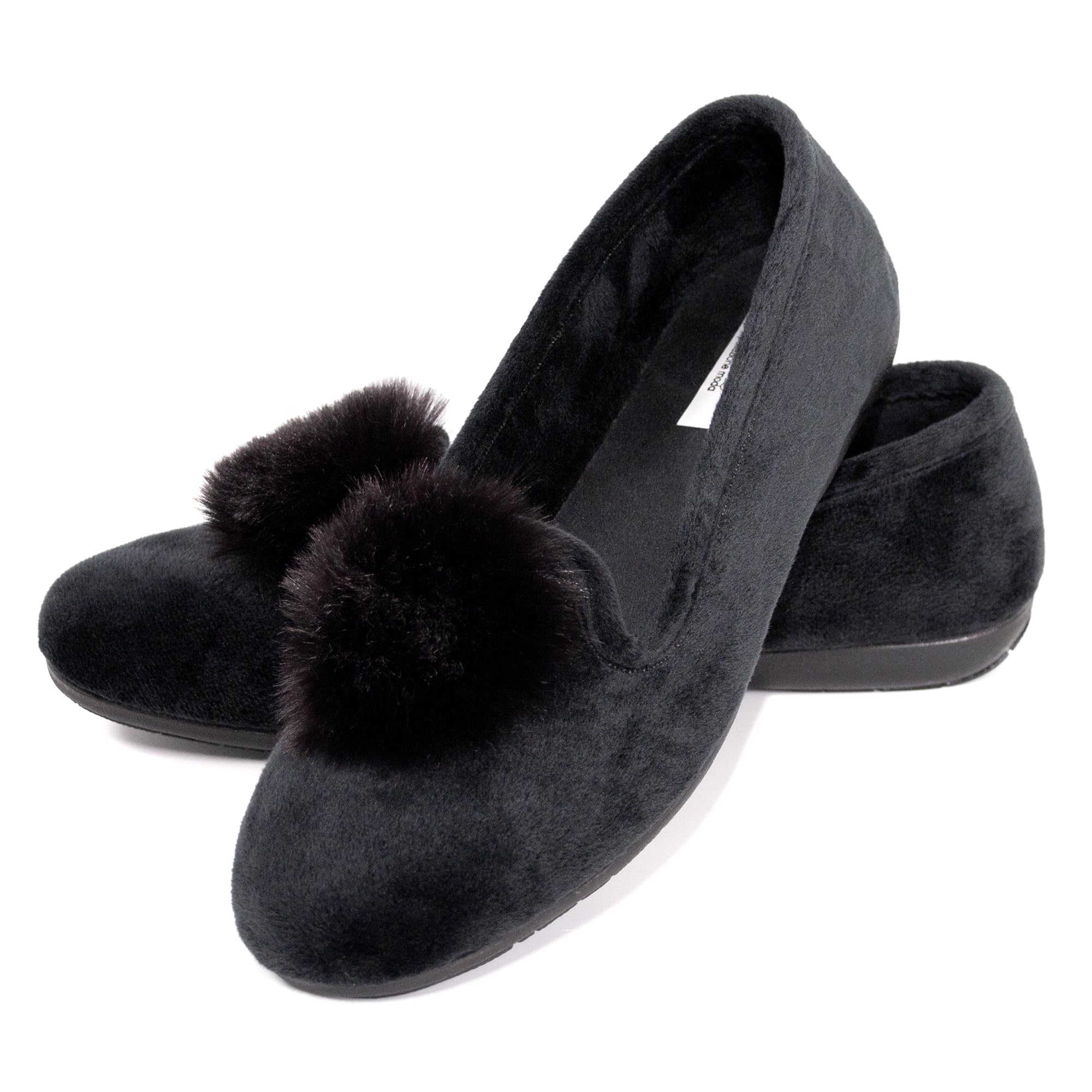 JOMIX Winter Mokassins Damen Elegante Loafers Spanische Warme Plüsch Hausschuhe Slippers Indoor