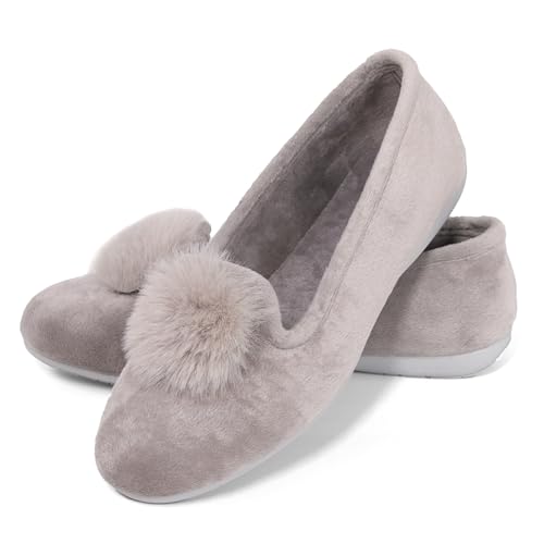 JOMIX Winter Mokassins Damen Elegante Loafers Spanische Warme Plüsch Hausschuhe Slippers Indoor