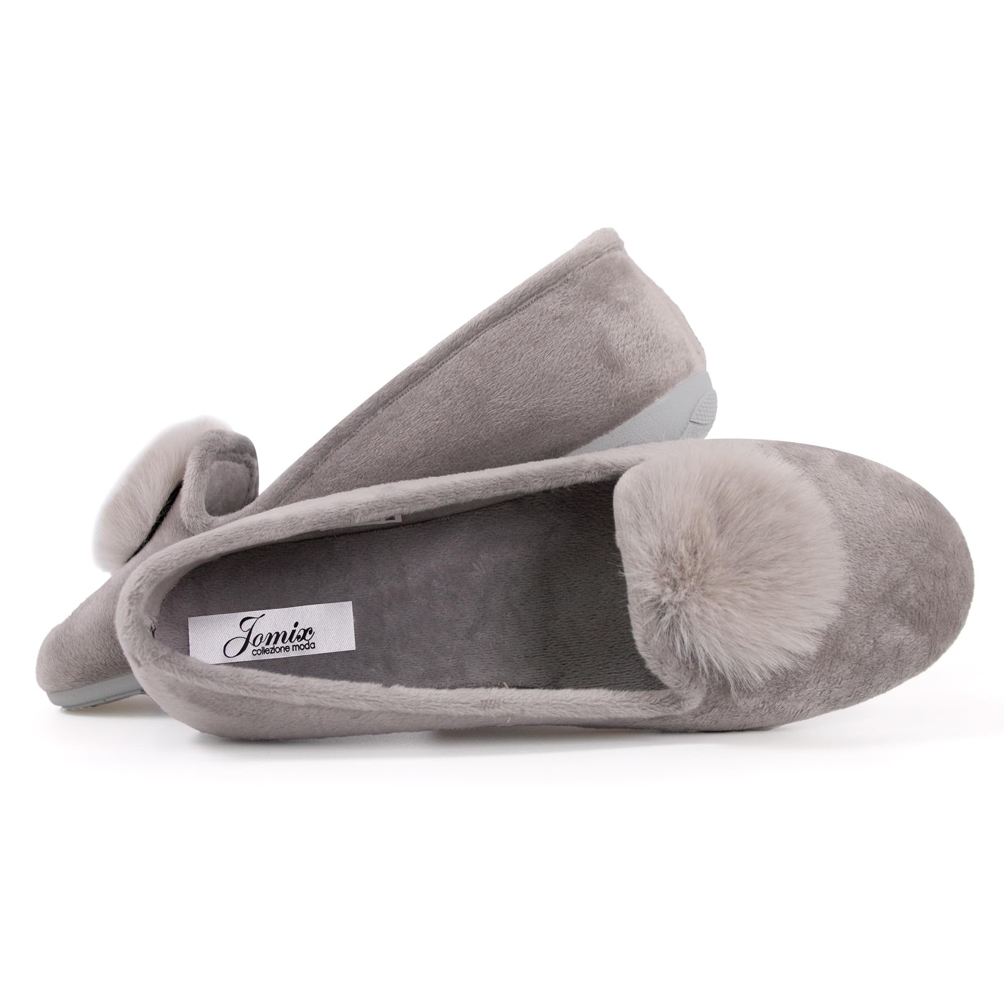 JOMIX Winter Mokassins Damen Elegante Loafers Spanische Warme Plüsch Hausschuhe Slippers Indoor