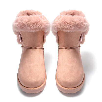 JOMIX Winter Stiefeletten Damen Warme Wildleder Boots Flauschige Fell Stiefel Gefütterte Winterstiefel Warme Winterstiefel Chukka Boots