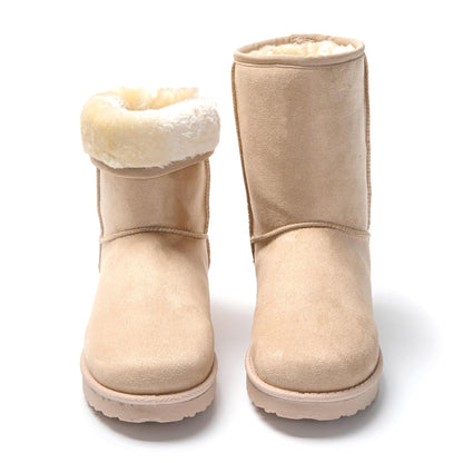 JOMIX Winter Stiefeletten Damen Wildleder Boots Halbschaft Warme Gefütterte Winterstiefel Antirutsch Sohle Outdoor