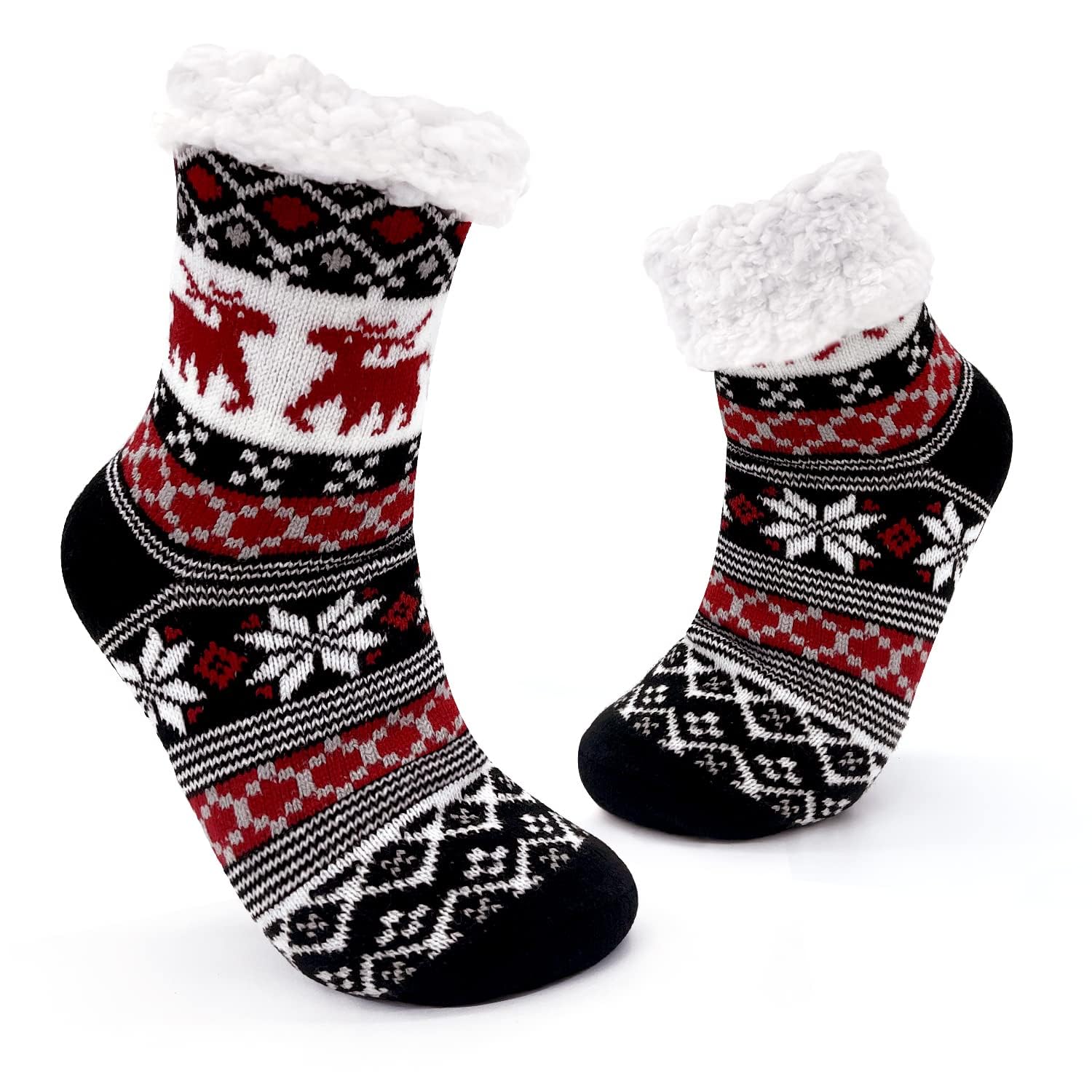 JOMIX Winter Stoppersocken Damen Dicke Socken Rutschfeste Hüttensocken Anti - Rutsch Sohle Flauschige Haussocken Plüschsocken