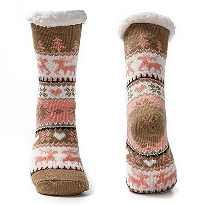 JOMIX Winter Stoppersocken Damen Dicke Socken Rutschfeste Hüttensocken Anti - Rutsch Sohle Flauschige Haussocken Plüschsocken