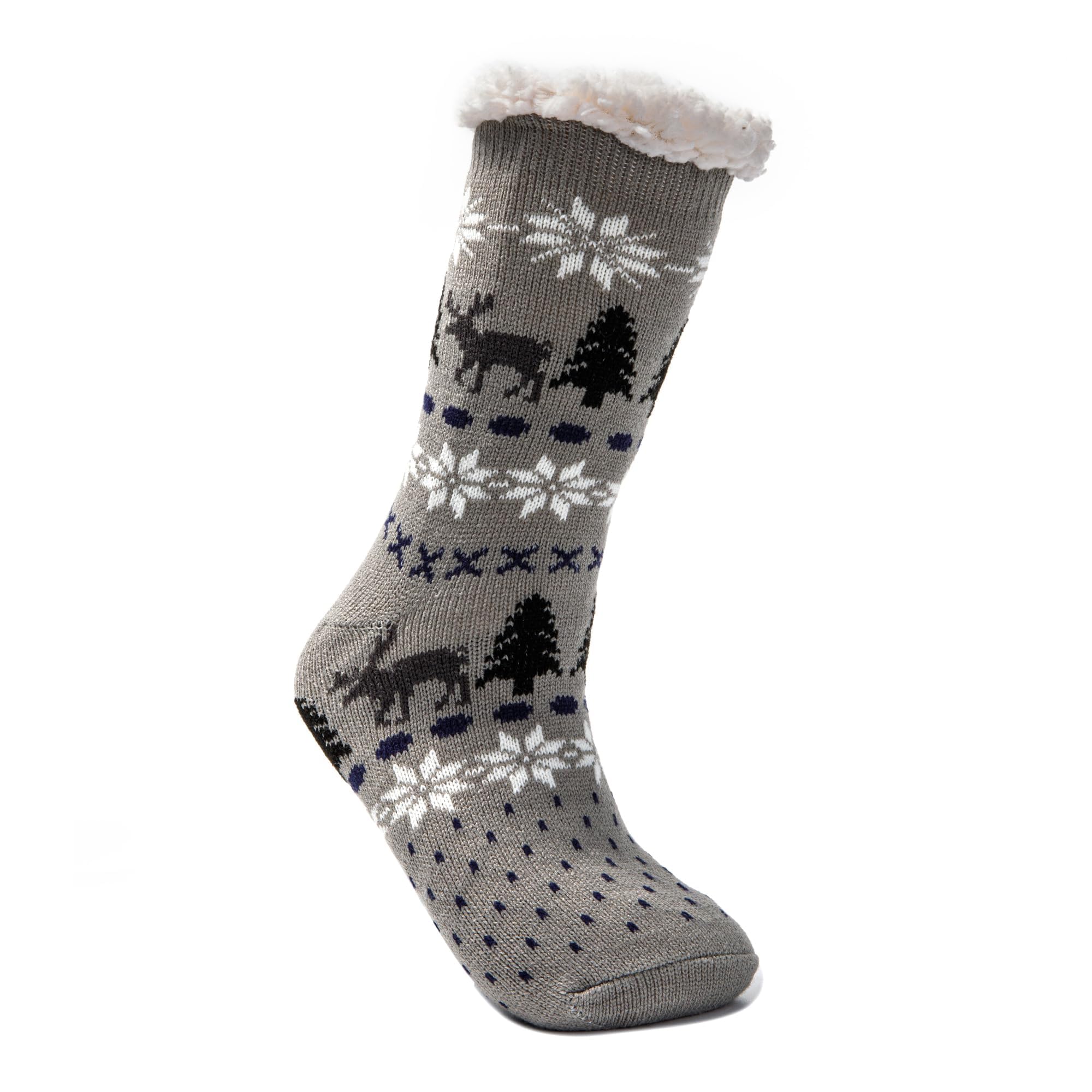 JOMIX Winter Stoppersocken Herren Dicke Socken Rutschfeste Hüttensocken Weihnachts Anti - Rutsch Sohle Gestreifte Flauschige Haussocken Plüschsocken