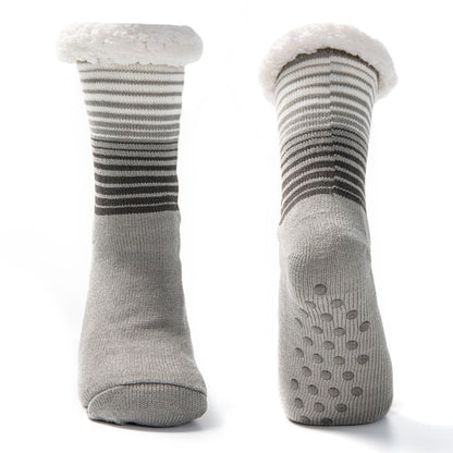 JOMIX Winter Stoppersocken Herren Dicke Socken Rutschfeste Hüttensocken Weihnachts Anti - Rutsch Sohle Gestreifte Flauschige Haussocken Plüschsocken