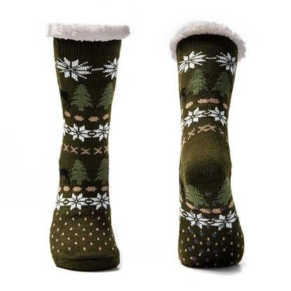 JOMIX Winter Stoppersocken Herren Dicke Socken Rutschfeste Hüttensocken Weihnachts Anti - Rutsch Sohle Gestreifte Flauschige Haussocken Plüschsocken