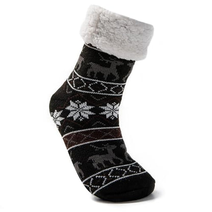 JOMIX Winter Stoppersocken Herren Dicke Socken Rutschfeste Hüttensocken Weihnachts Anti - Rutsch Sohle Gestreifte Flauschige Haussocken Plüschsocken
