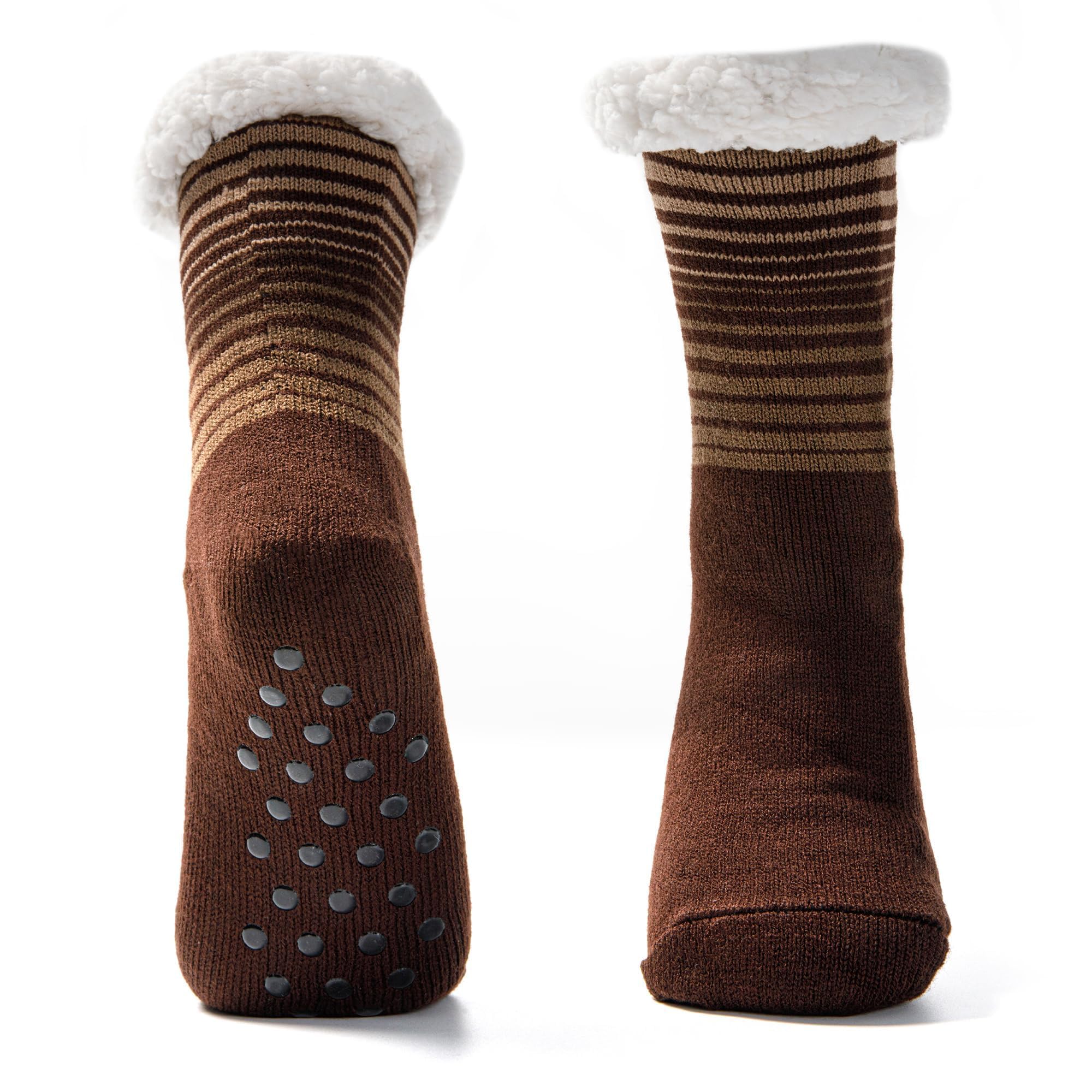 JOMIX Winter Stoppersocken Herren Dicke Socken Rutschfeste Hüttensocken Weihnachts Anti - Rutsch Sohle Gestreifte Flauschige Haussocken Plüschsocken