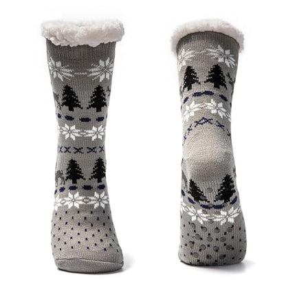 JOMIX Winter Stoppersocken Herren Dicke Socken Rutschfeste Hüttensocken Weihnachts Anti - Rutsch Sohle Gestreifte Flauschige Haussocken Plüschsocken