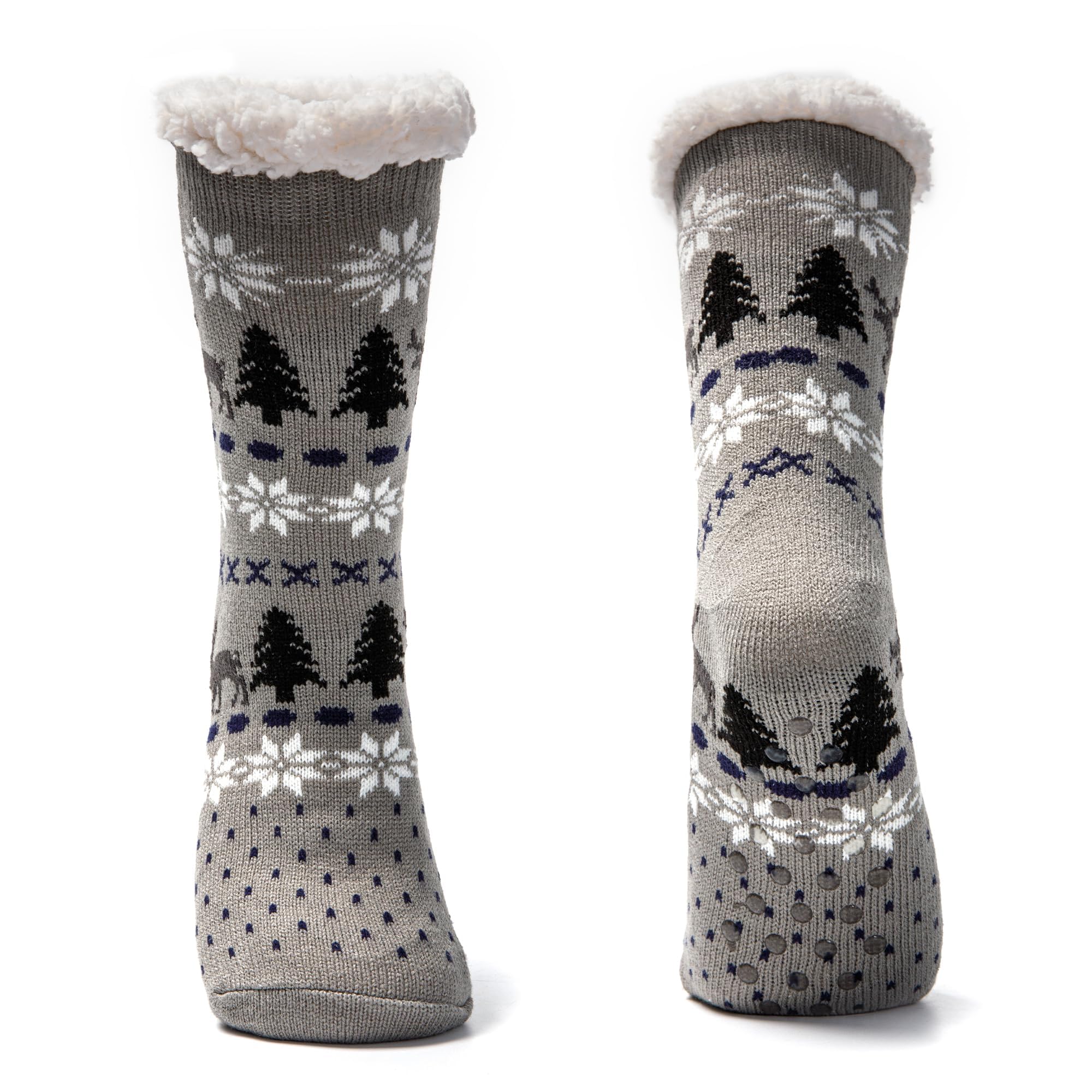JOMIX Winter Stoppersocken Herren Dicke Socken Rutschfeste Hüttensocken Weihnachts Anti - Rutsch Sohle Gestreifte Flauschige Haussocken Plüschsocken