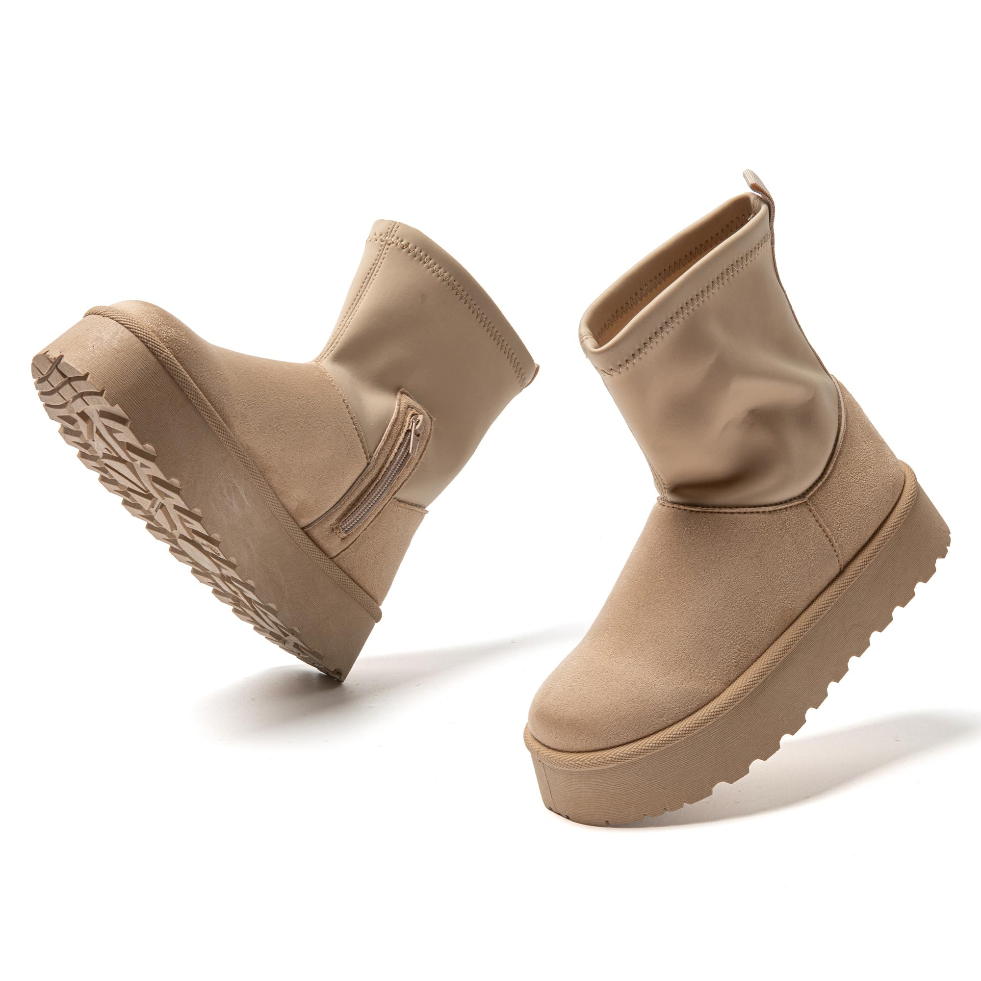 JOMIX Winterschuhe Damen Winterstiefel Warme Rutschfest Stiefel Plateau Wasserdicht Gefüttert Stiefeletten Rutschfest Plüsch Boots Outdoor Schuhe Chukka Boots