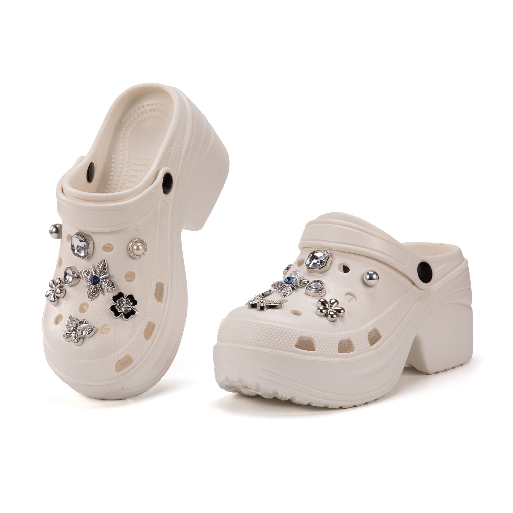 JOMIX Zoccoli con Tacco e Charms Rimovibili Donna, Elegante Zoccoli Estivi WEG250502