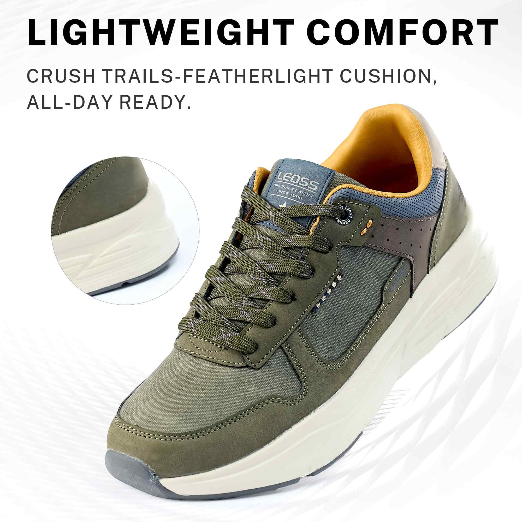 LEOSS ORIGINAL Zapatillas de deporte para hombre, zapatillas con cordones, zapatos de ciudad, zapatos de senderismo informales, zapatos de caminar de cuero deportivos