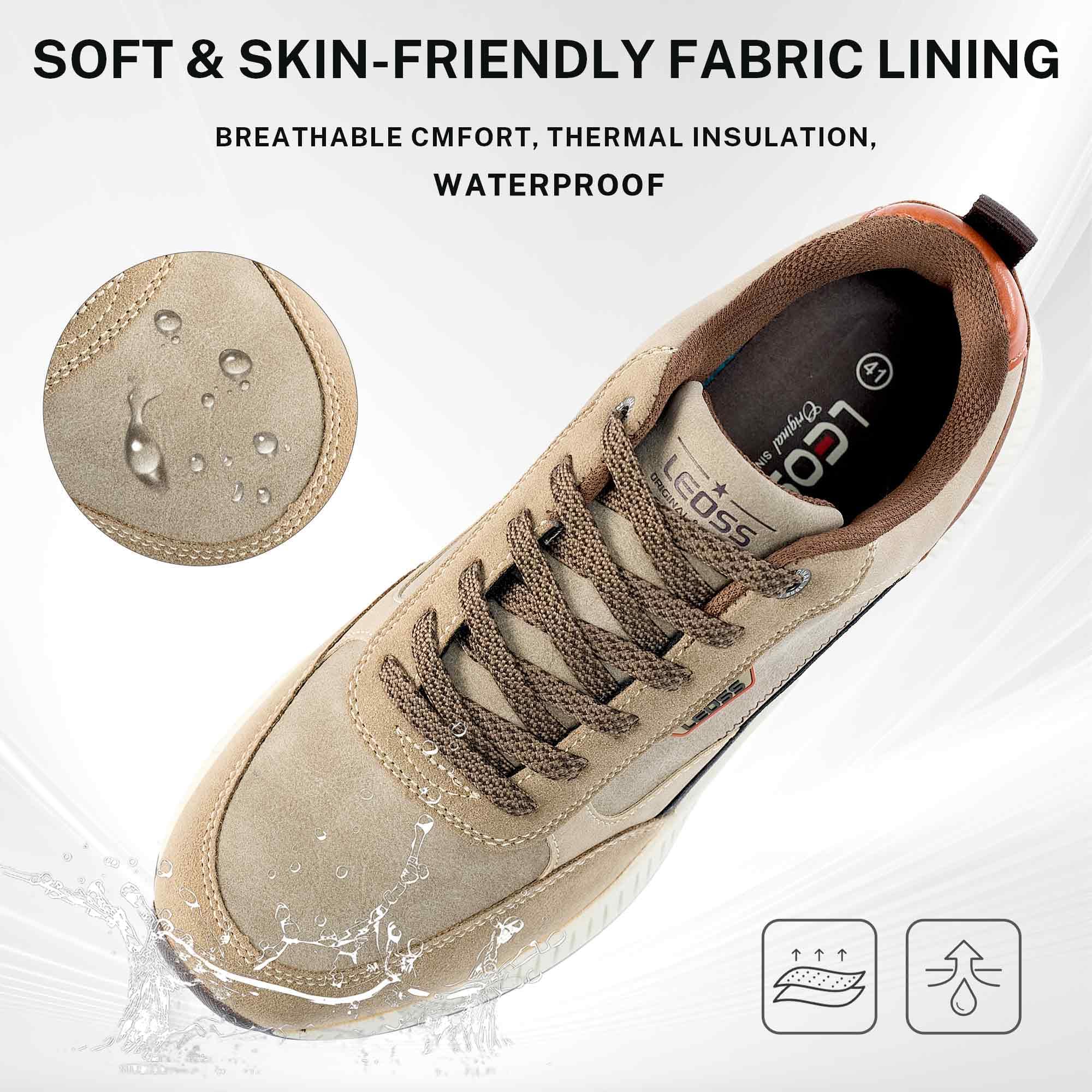 LEOSS ORIGINAL Zapatillas de senderismo para hombre, de piel, con cordones, para el tiempo libre, para caminar, zapatillas deportivas antideslizantes