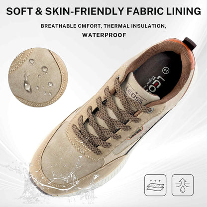LEOSS ORIGINAL Zapatillas de senderismo para hombre, de piel, con cordones, para el tiempo libre, para caminar, zapatillas deportivas antideslizantes