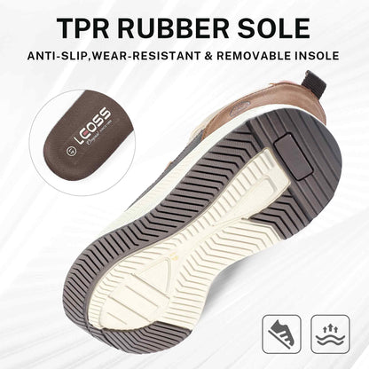 LEOSS ORIGINAL Zapatillas de senderismo para hombre, de piel, con cordones, para el tiempo libre, para caminar, zapatillas deportivas antideslizantes