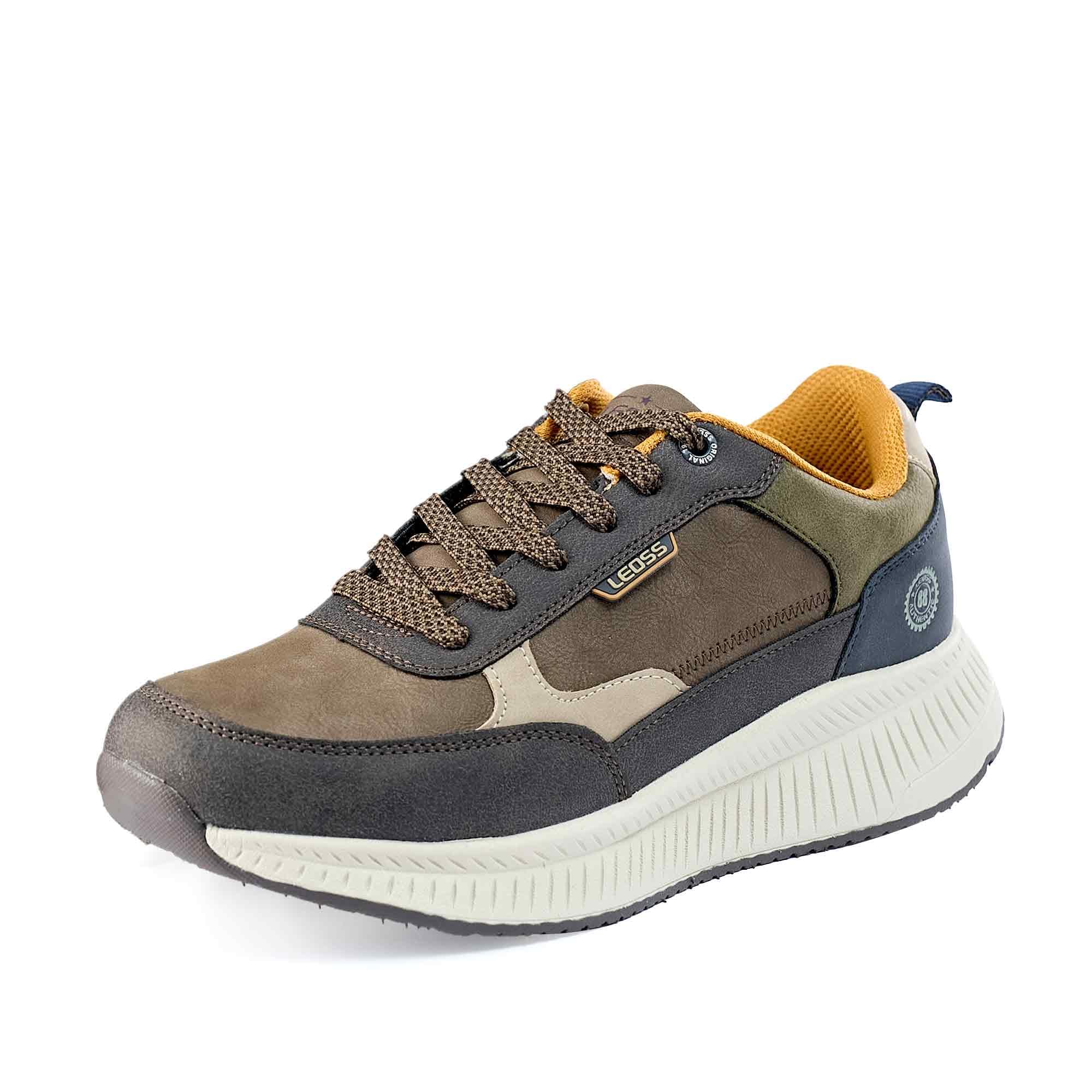 LEOSS ORIGINAL Zapatillas de senderismo para hombre, de piel, con cordones, para el tiempo libre, para caminar, zapatillas deportivas antideslizantes