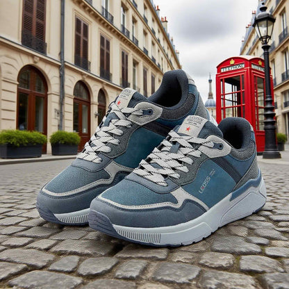 LEOSS ORIGINAL Zapatillas de senderismo para hombre, zapatillas de deporte con cordones, zapatos de calle, para el tiempo libre, para caminar, zapatos deportivos de piel