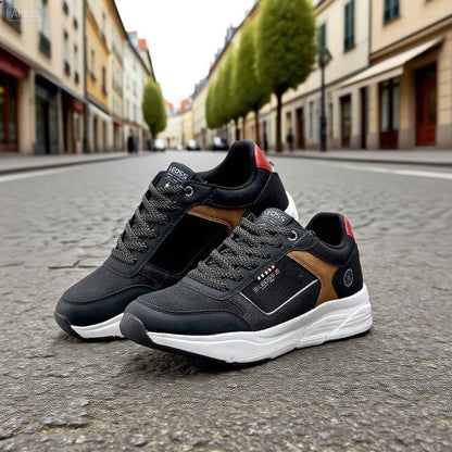 LEOSS ORIGINAL Zapatillas de senderismo para hombre, zapatillas de deporte con cordones, zapatos de calle, zapatos de ocio, zapatos de caminar, zapatos deportivos de piel, antideslizantes