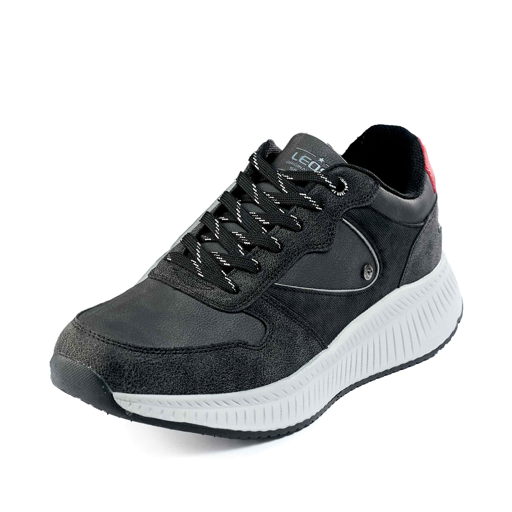 LEOSS ORIGINAL Zapatillas de senderismo para hombre, zapatillas de deporte con cordones, zapatos de calle, zapatos de ocio, zapatos de caminar, zapatos deportivos de piel, antideslizantes