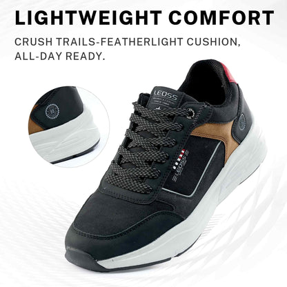 LEOSS ORIGINAL Zapatillas de senderismo para hombre, zapatillas de deporte con cordones, zapatos de calle, zapatos de ocio, zapatos de caminar, zapatos deportivos de piel, antideslizantes