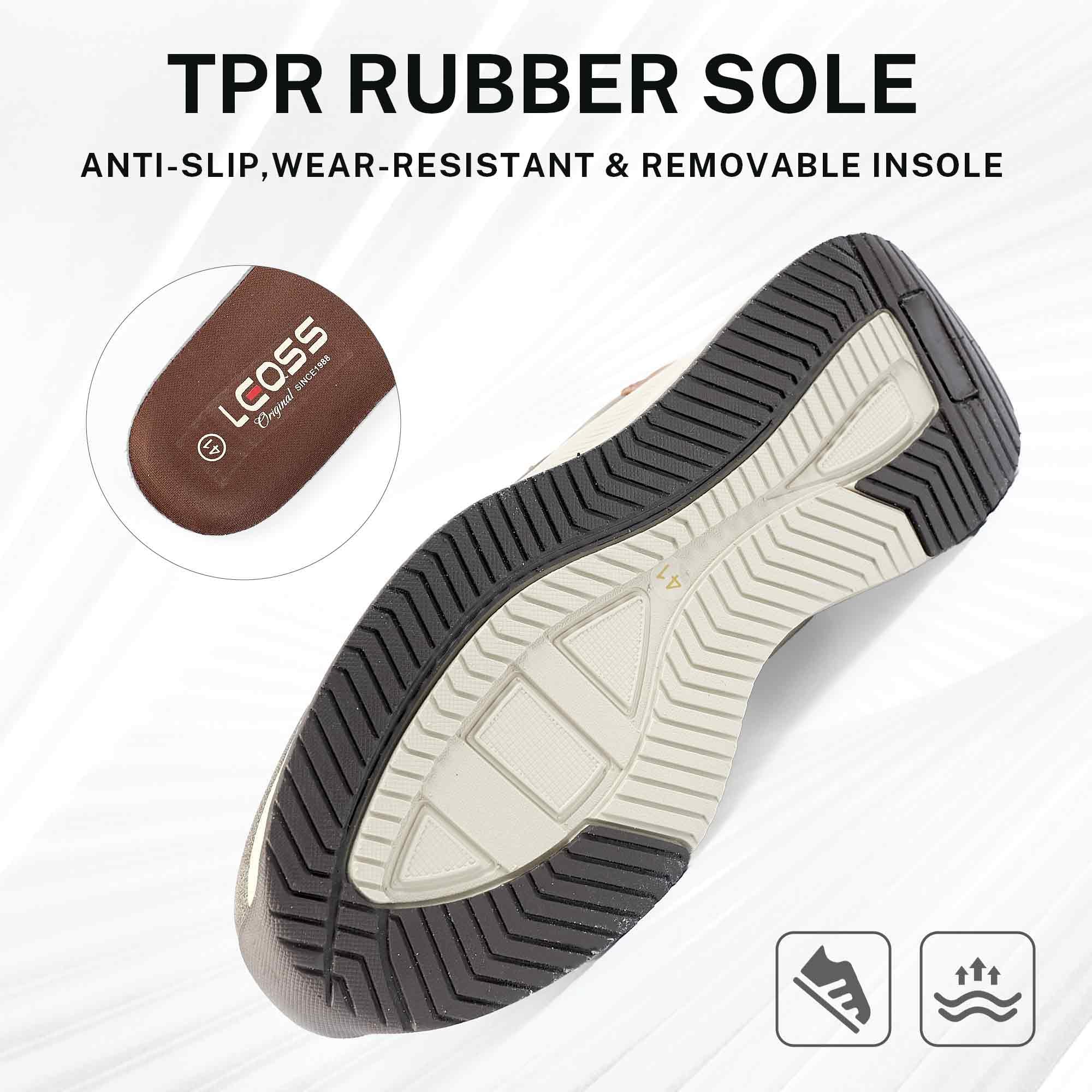 LEOSS ORIGINAL Zapatillas de senderismo para hombre, zapatillas de deporte con cordones, zapatos de calle, zapatos de ocio, zapatos de caminar, zapatos deportivos de piel, antideslizantes