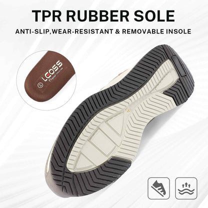 LEOSS ORIGINAL Zapatillas de senderismo para hombre, zapatillas de deporte con cordones, zapatos de calle, zapatos de ocio, zapatos de caminar, zapatos deportivos de piel, antideslizantes