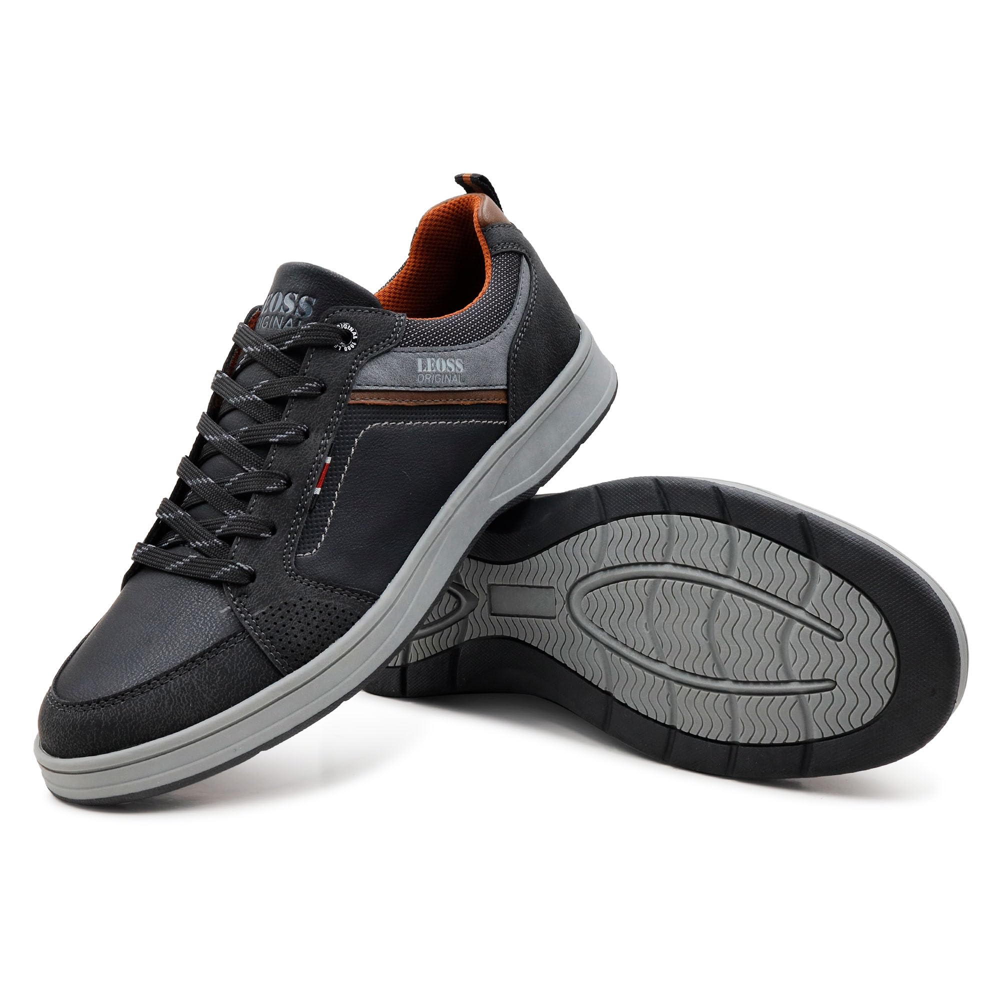 LEOSS ORIGINAL Zapatos de hombre Casual Sneakers Deportivos Elegantes Transpirables para Pasear Caminar al Aire Libre de Piel Sintética