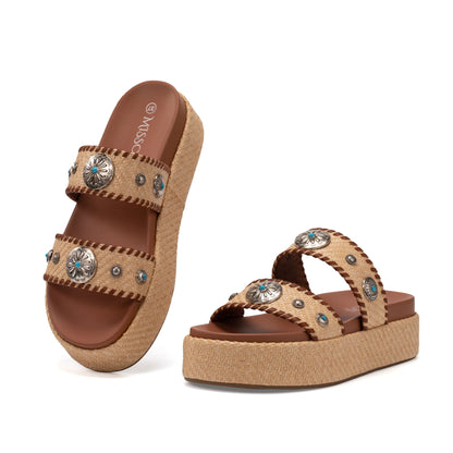 MISSCAI Ciabatte Donna Estive Sughero Moda Sandali Antiscivolo Pantofole WFC250170