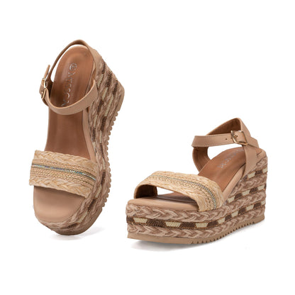 MISSCAI Damen Sandalen mit Absatz Glitzer Plateau Sandals mit Strassstein Sommerschuhe Strand Schuhe Römer Sandalette