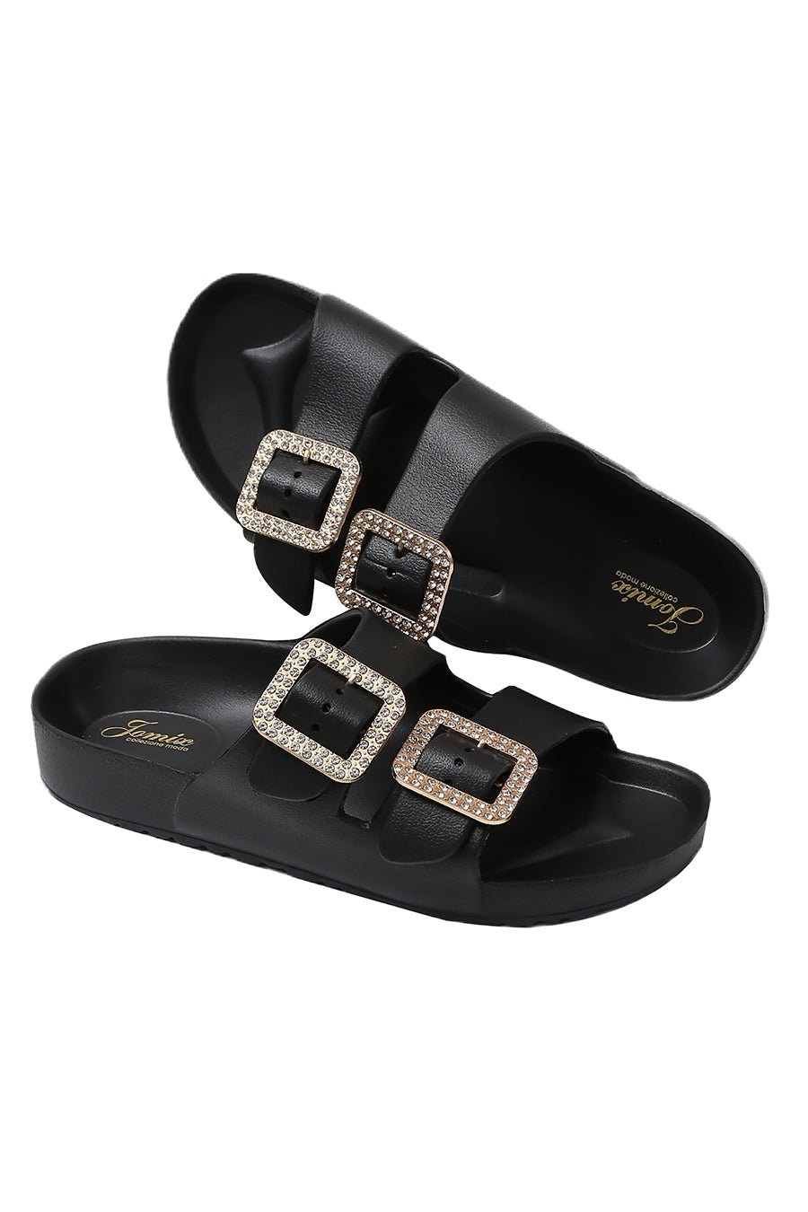 JOMIX Ciabatte Donna Estive Comode Mare Casa Piscina in Gomma EVCiabatte Elegnate Fibbia Decorato Strass SD8003
