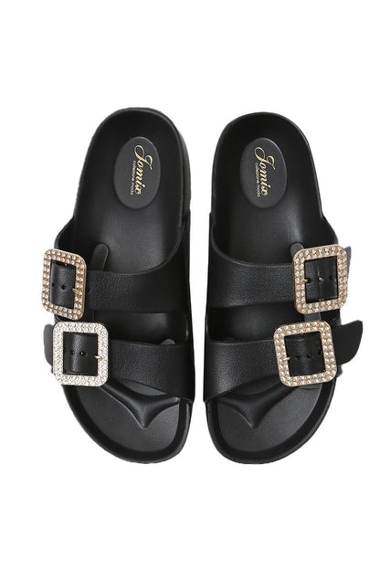JOMIX Ciabatte Donna Estive Comode Mare Casa Piscina in Gomma EVCiabatte Elegnate Fibbia Decorato Strass SD8003