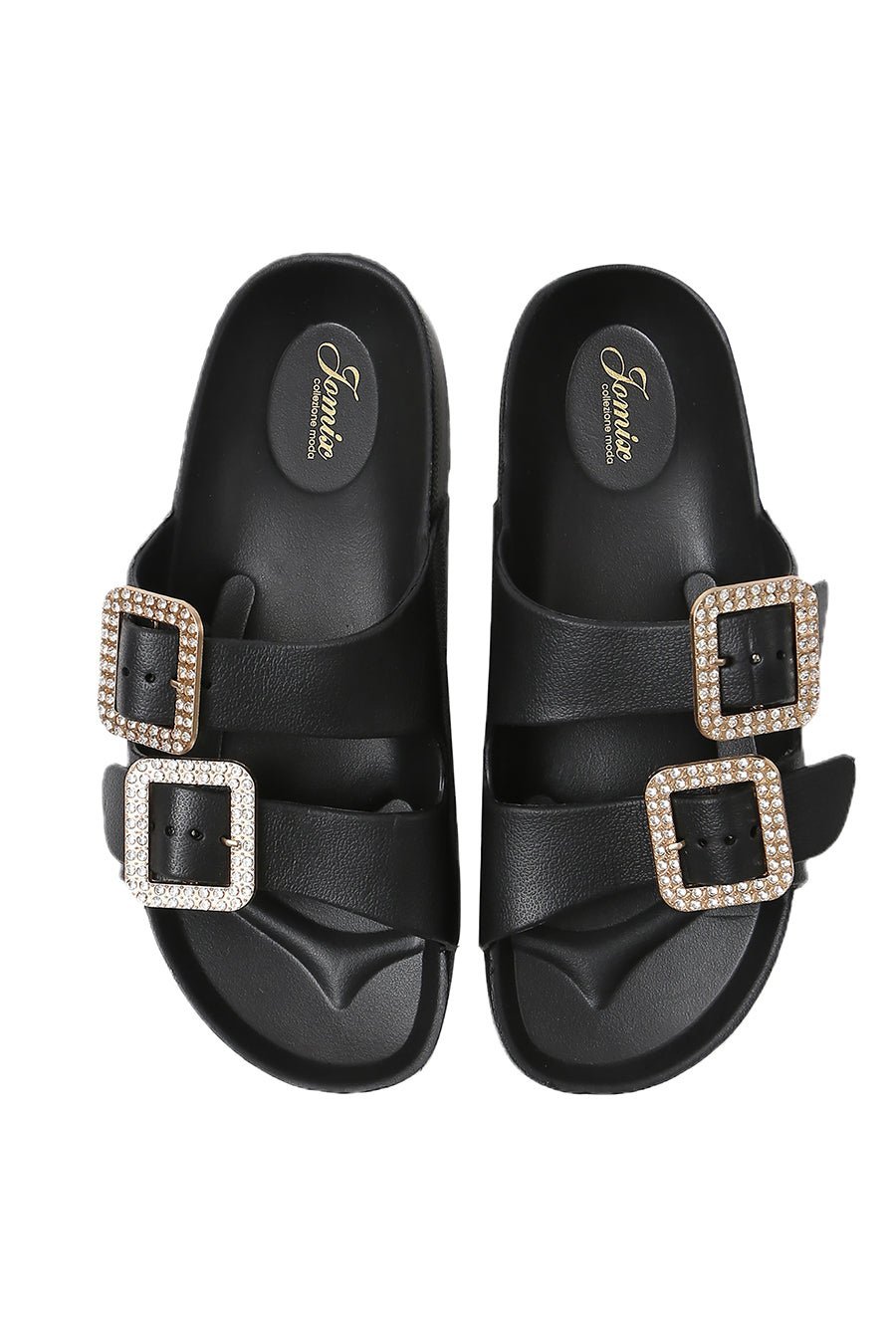 JOMIX Ciabatte Donna Estive Comode Mare Casa Piscina in Gomma EVCiabatte Elegnate Fibbia Decorato Strass SD8003