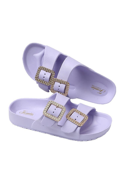 JOMIX Ciabatte Donna Estive Comode Mare Casa Piscina in Gomma EVCiabatte Elegnate Fibbia Decorato Strass SD8003