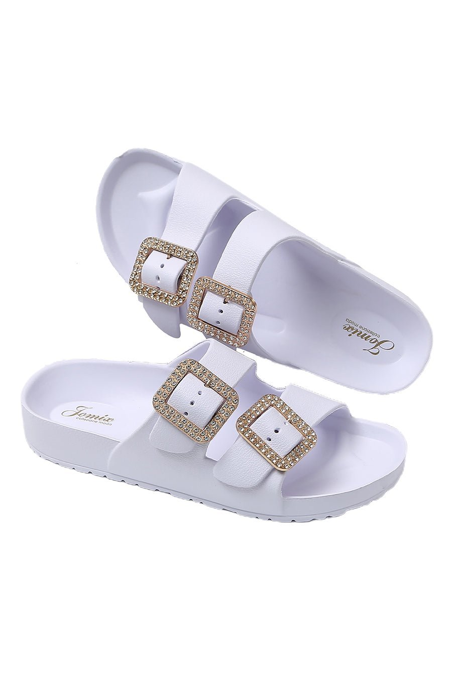 JOMIX Ciabatte Donna Estive Comode Mare Casa Piscina in Gomma EVCiabatte Elegnate Fibbia Decorato Strass SD8003