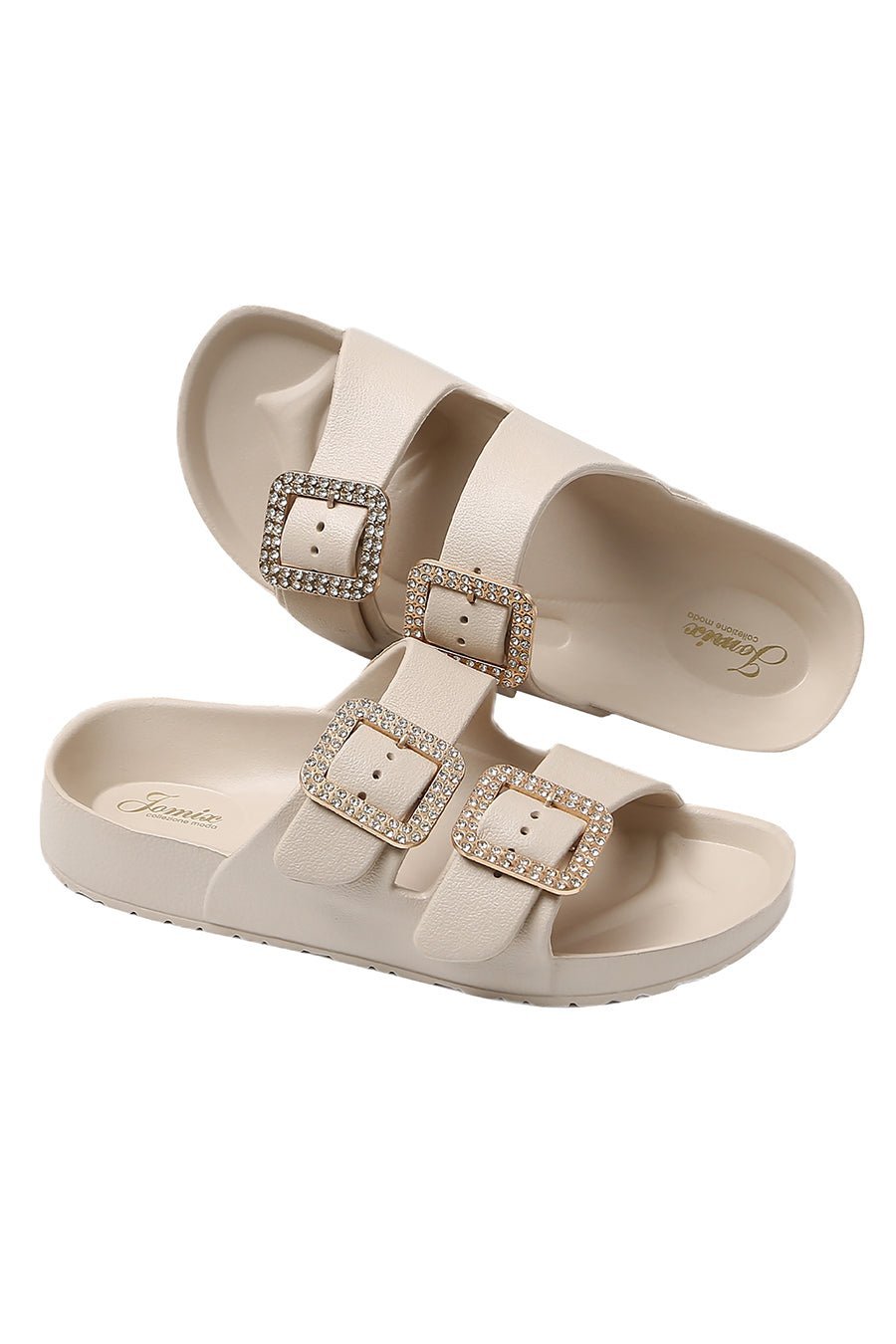 JOMIX Ciabatte Donna Estive Comode Mare Casa Piscina in Gomma EVCiabatte Elegnate Fibbia Decorato Strass SD8003
