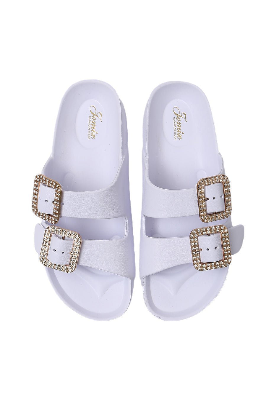 JOMIX Ciabatte Donna Estive Comode Mare Casa Piscina in Gomma EVCiabatte Elegnate Fibbia Decorato Strass SD8003